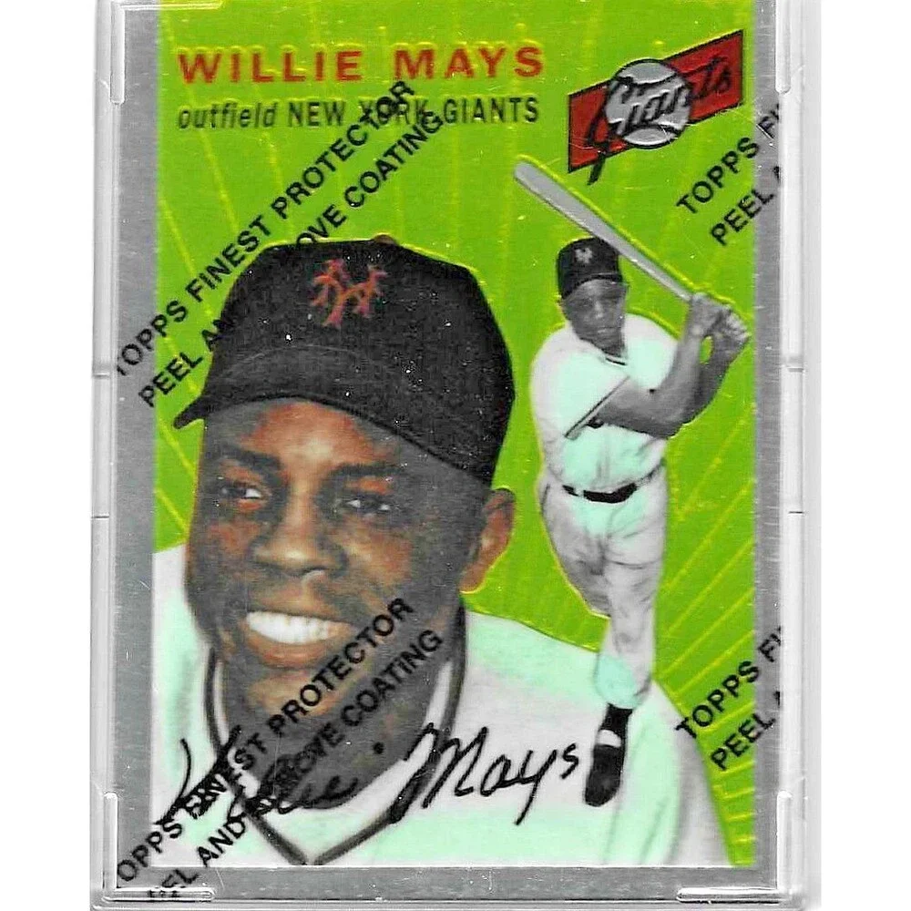 1996 Topps Finest Willie Mays Refractor #90 Signed Giants HOF w/Coating